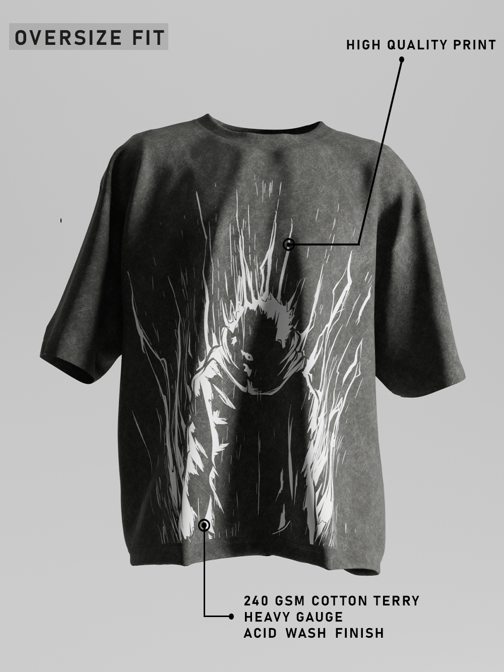 Yuji Itadori Oversized T-Shirt ( Acid Washed)