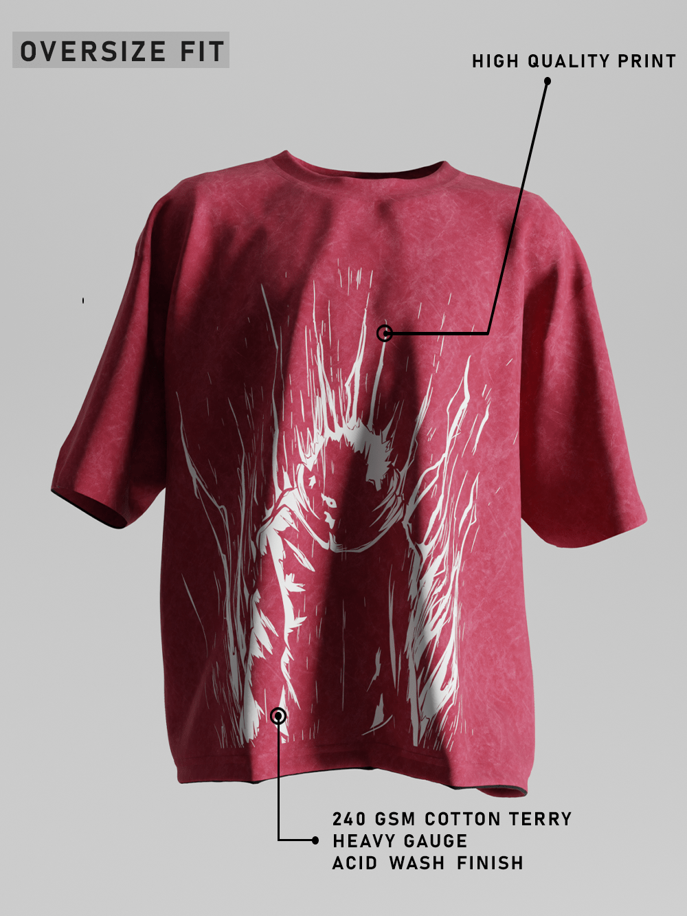 Yuji Itadori Oversized T-Shirt ( Acid Washed)