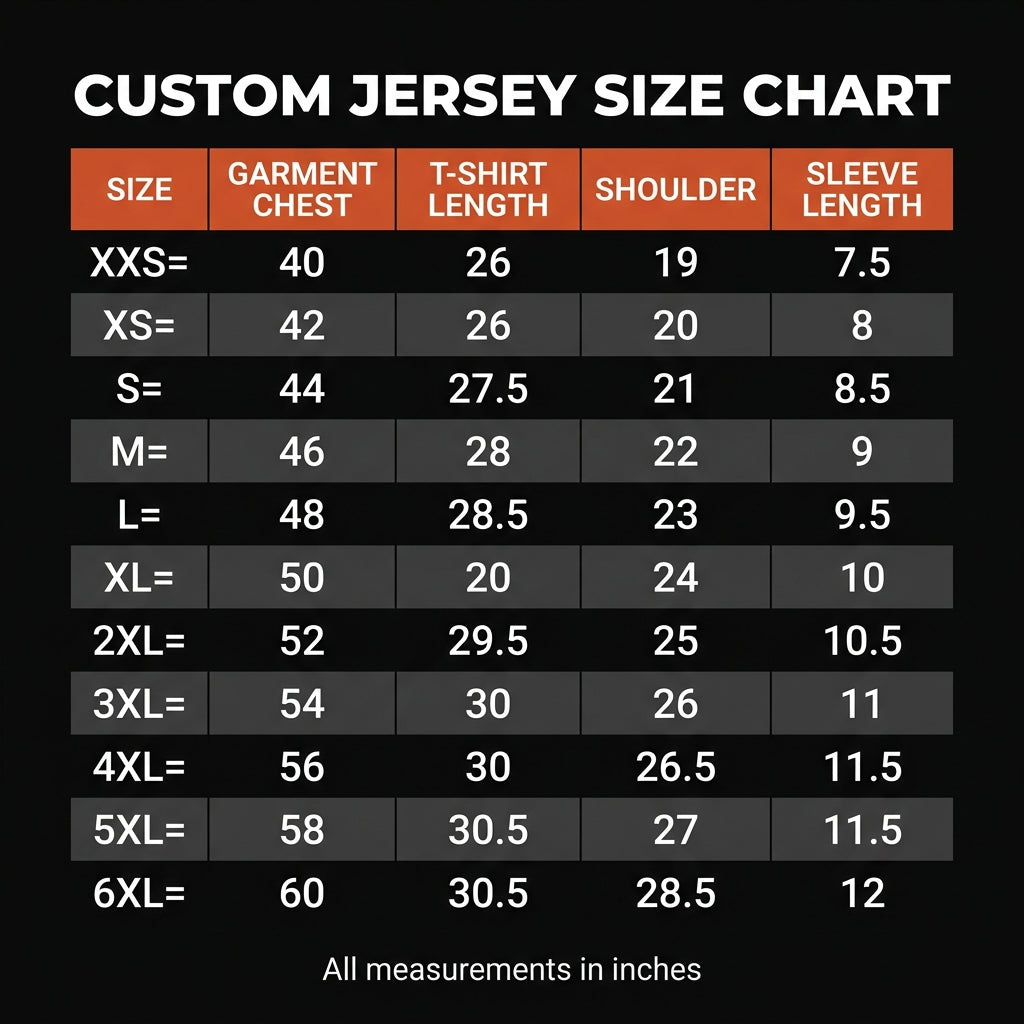 Jersey Size Chart