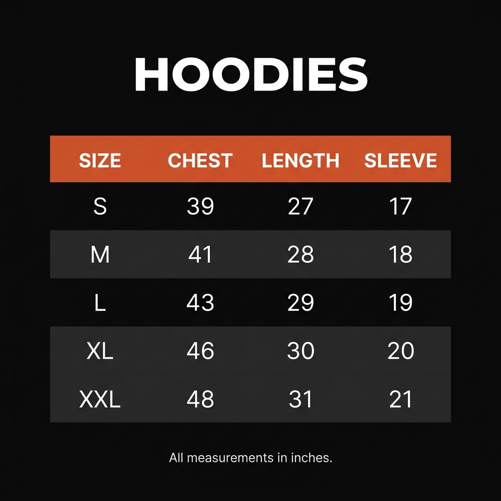 Hoodie Size Chart