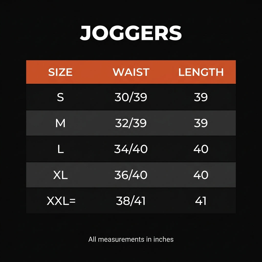 Joggers Size Chart