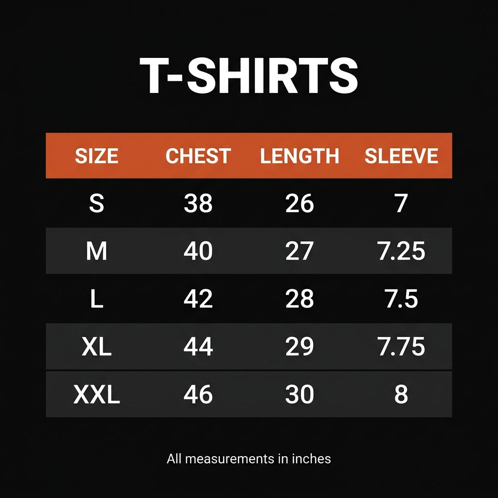 T-Shirts Size Chart